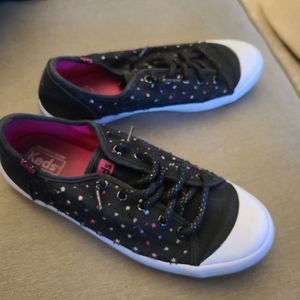 Keds girl shoes black pink & white size 3